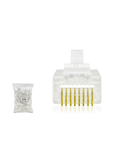 Cat5 Konnektör Ez Rj45 Delikli 100lü Paket Şeffaf Hdx5062 Tg-v 9144