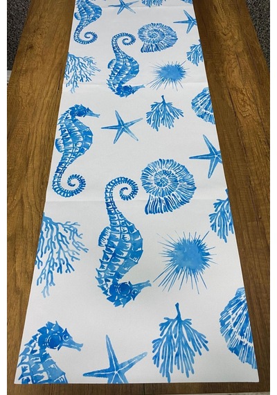 Okyanus Desenli Runner 40x140 Cm Renkli