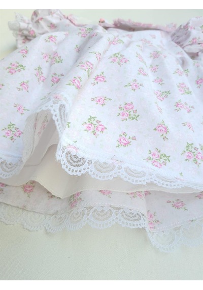 Pembe Çiçek Detaylı Bebe Yaka Elbise