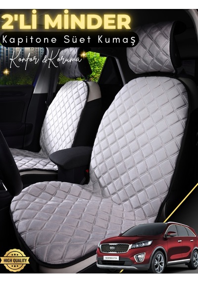 Kia Sorento Uyumlu 2'li Süet Oto Koltuk Minderi Terletmez Universal Oto Aksesuar A7 Gri