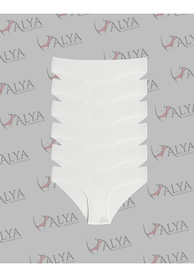 Alya Underwear Basic Lazer Kesim Kadın Bikini Külot Dikişsiz Kadın Slip - Ultra Esnek Ve Rahat 6'lı Paket Ekru