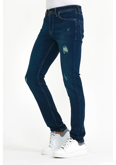 Digital Jeans Dar Kesim Erkek Yıpratmalı Kot Pantolon Yeşil Açık Gri