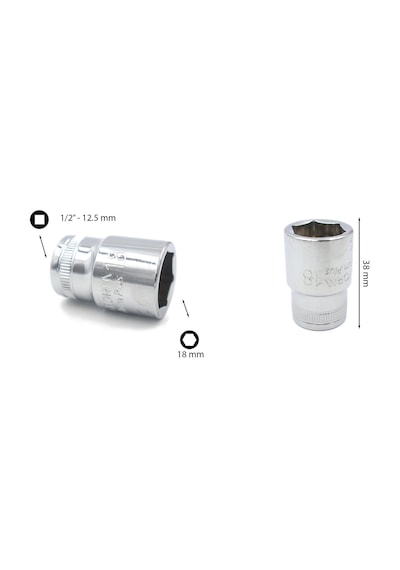 Ceta Form 18 mm 1/2” 6 Köşe Lokma Anahtar C22-H18
