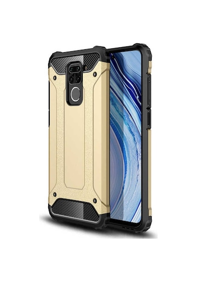 Noktaks - Xiaomi Uyumlu Xiaomi Redmi Note 9 - Kılıf Çift Katman Zırh Tank Crash Military Kapak - Gold