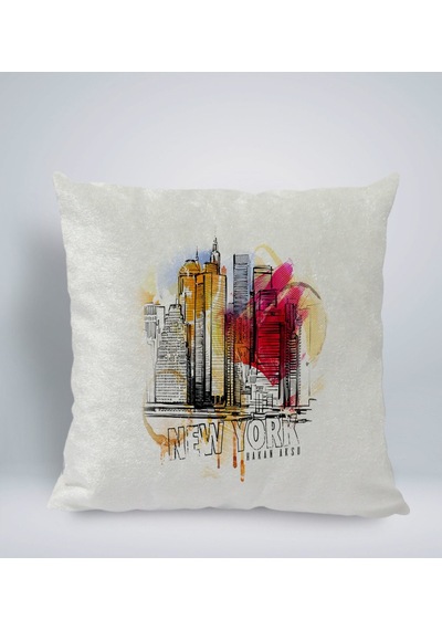 Bk Gift Kişiye Özel İsimli Newyork Tasarımlı Kare Araç Koltuk Yastığı-1 Sarı