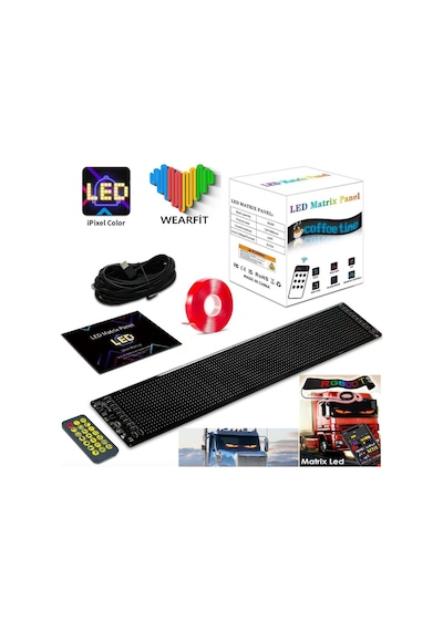Matrix Led Panel Cama Yapışan App Kontrollü Oto Led Tır Kamyon Led Uzunluk 60cm - Genişlik 12cm