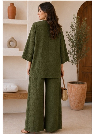 Unika Boutique Kadın Kimono Salaş 2 Li Takım Haki