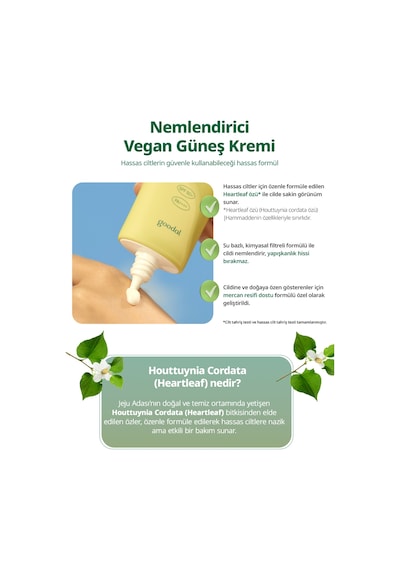 Sakin Görünüm Sunan Güneş Kremi Goodal Houttuynia Cordata Calming Moisture Sun Cream Spf50+ Pa++++