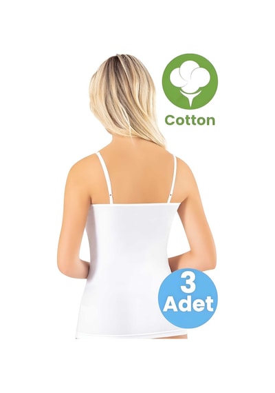 Tezzgelsin Kadın 3'lü İp Askılı Dantelli Atlet Beyaz