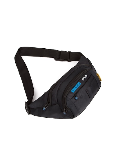 Newish Polo Erkek Kumaş Usb Kulaklık Çıkışlı Crossbody Çapraz Göğüs Omuz Ve Bel Çantası New201 - Siyah - Mavi