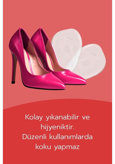 Dopar Topuklu Ayakkabı Kaydırmaz Silikon Jel Ön Ayak Yastığı Şeffaf Tabanlık