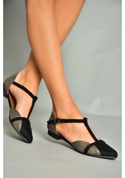 Fox Shoes Siyah/platin Kadın Babet B726881802 Siyah