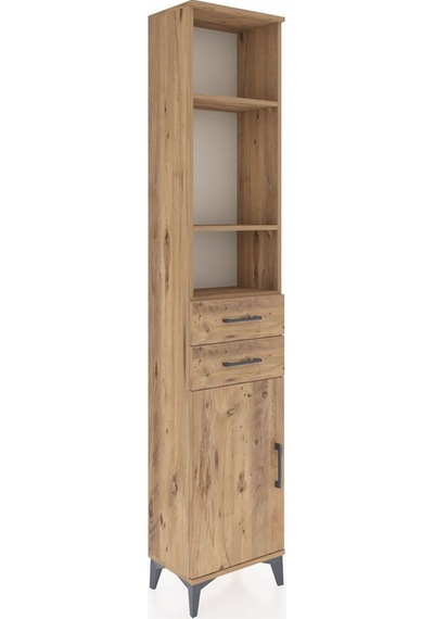 Arges Dolap 4 Raflı 2 Çekmeceli Tek Kapaklı 44x30x221 Çam-çam Çam