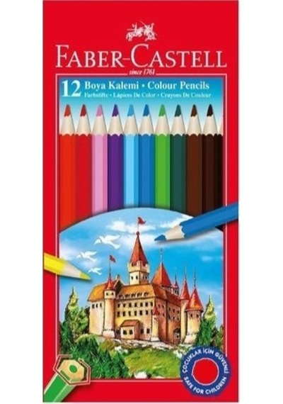 Faber-castell 12 Renk Tam Boy Kuru Boya Kalemi Karton Kutu 12 Adet Canlı Renkler Diğer