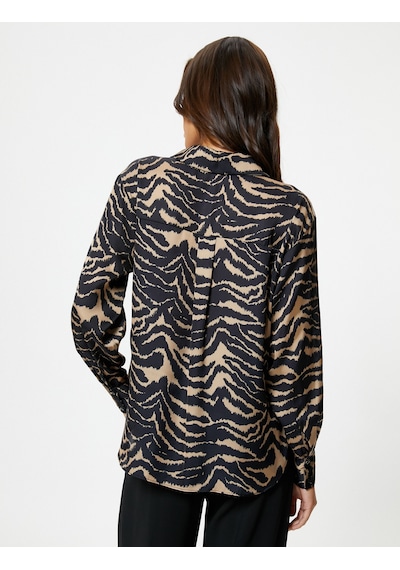 Koton Saten Gömlek Zebra Desenli Cepli Düğmeli Uzun Kollu Siyah Desenli 4wak60263pw Bdl Koton Saten Gömlek Zebra Desenli Cepli Düğmeli Uzun Kollu Siyah Desenli 4wak60263pw Bdl