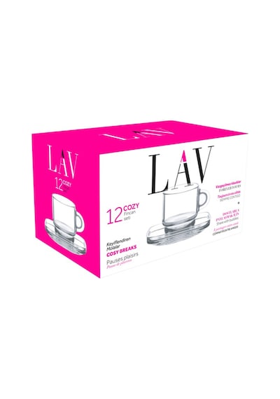 Lav Cozy Cam Espresso Fincan Seti 6 Kişilik 91 ml (6 Espresso Fincanı ,6 Fincan Tabağı)