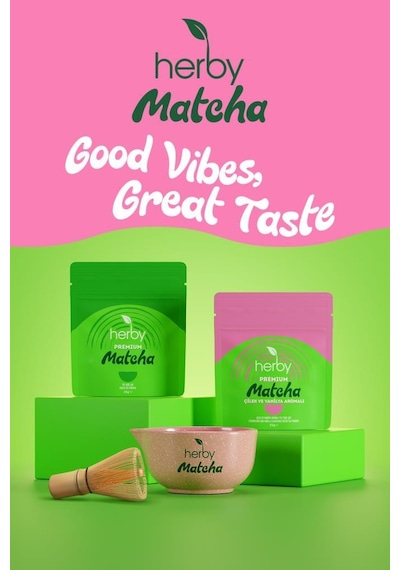 Herby Premium Matcha Çilek ve Vanilya Aromalı 25 G