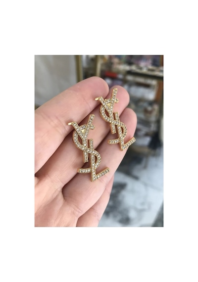 Y Model Taşlı Şık Küpe Altın