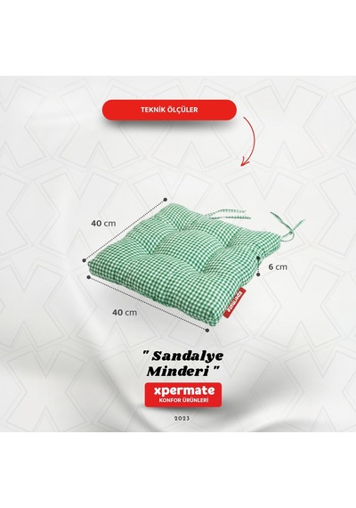 Pötikareli Sandalye Minderi 40x40 Pofidik Piknik Minderi Yeşil