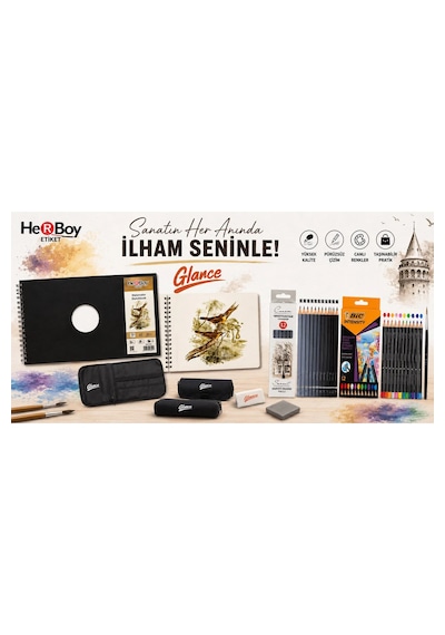Herboy Spiralli Sert Kapak Sulu Boya 300 Gr A5 20 Li St.petersburg Sonnet Dereceli Kalem Seti 12li 2h-8b Aquarelle Kuru-suluboya Kalemi 12 Renk Sanat Seti