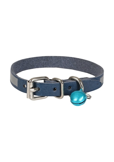 Cattie Reflektörlü Deri Kedi Boyun Tasması M 1x21-25 CM Royal Mavi