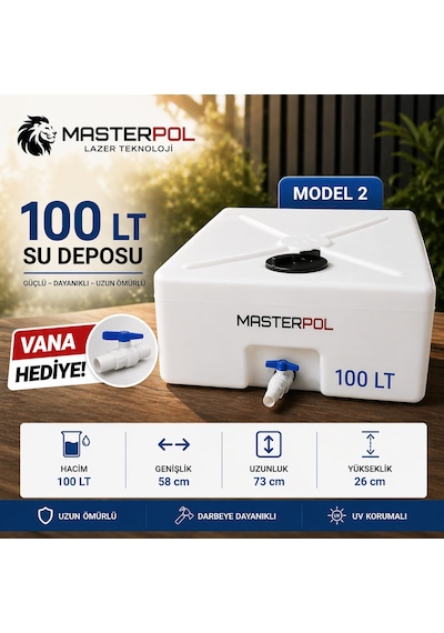 100 Lt Kare Model 2 Su Deposu Tankı Bidonu Karavan