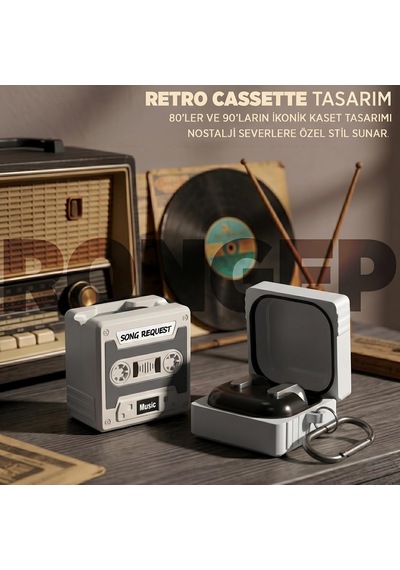 Retro-cassette Samsung Galaxy Buds 4 Pro/buds 4 İçin Kılıf 80'ler/90'lar Temalı Galaxy Buds4 Kulaklık Kılıfı Tam Koruma Sağlayan Retro Kaset Desenli Samsung Buds 4 Pro Kılıf Akustik