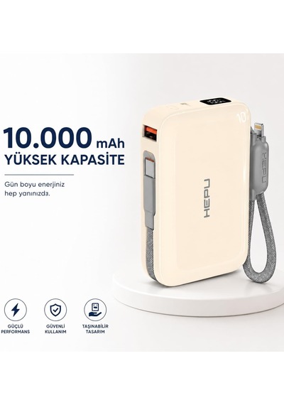 Lexroo Armor Series Hp-ap03y 10.000 Mah Qualcomm Quick Charge 3.0 Dijital Ekranlı Hızlı Şarj - Bej