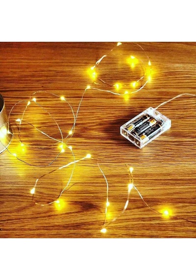 Peri 5 Metre 3 Aa Pilli Sıcak Beyaz Led Işığı Dekoratif Tel Işık Zinciri Oda Ayna Perde Süsü Diğer