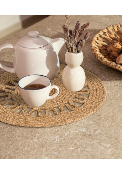 Koza Home Cesta Amerikan Servis El Yapımı Pamuklu Natural Jüt Örme Dekorati Naturel