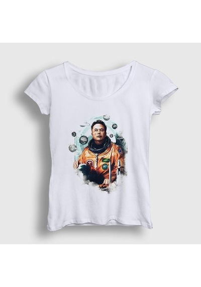 Noıssey Presmono Kadın Beyaz Astronaut Science Elon Musk T-shirt 330203tt