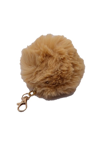 Bej Renk Peluş Ponpon Anahtarlık 976