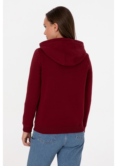 U.S. Polo Assn. Kadın Bordo Kapüşonlu Basic Sweatshirt 50307711-VR014