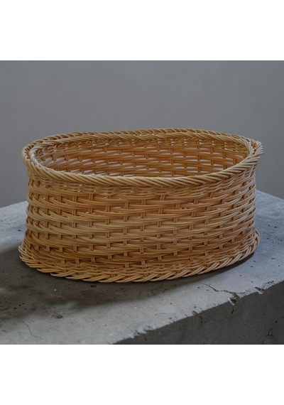 Handanrattan El Örgüsü Doğal Rattan Oval Düzenleyici Sepet 20x40x18 Cm