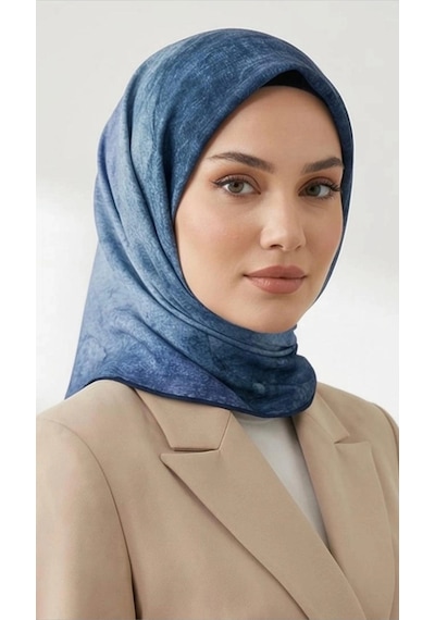 Levidor Tensel Eşarp Batik Desen Saks Mavi Saks Mavi