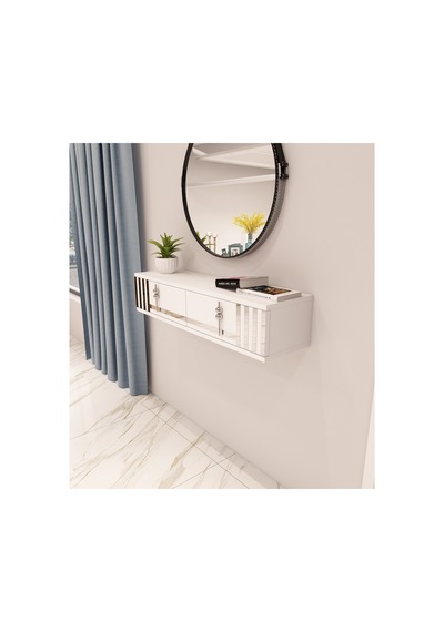 Perla 90 Cm Duvara Monte 2 Kapaklı Raflı Makyaj Masası Dresuar Beyaz-gümüş Beyaz-gümüş Perla 90 Cm Duvara Monte 2 Kapaklı Raflı Makyaj Masası Dresuar Beyaz-gümüş Beyaz-gümüş
