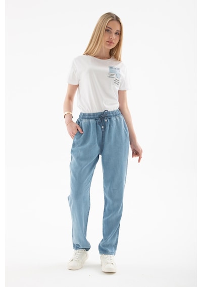 Fashıon Frıends Fashion Friends 25y0657k1 Kadın Beli Bağlamalı Denim Pantolon A.mavi