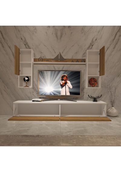 Decoraktiv Eko 5da Mdf Std Tv Ünitesi Tv Sehpası - Beyaz Pera Beyaz - Meşe
