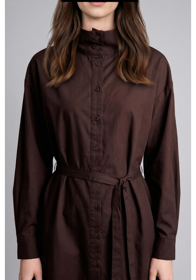 Defacto Regular Fit Dik Yaka Kuşaklı Poplin Uzun Kollu Tunik H3217ax26aubn340 Kahve-bn340 Defacto Regular Fit Dik Yaka Kuşaklı Poplin Uzun Kollu Tunik H3217ax26aubn340 Kahve-bn340