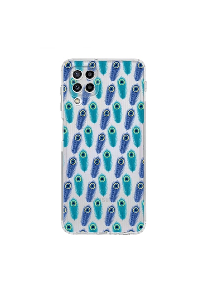Samsung Galaxy M32 İle Uyumlu Nazar Boncuğu 4 Baskılı Kamera Korumalı Şeffaf Silikon Kılıf Şeffaf