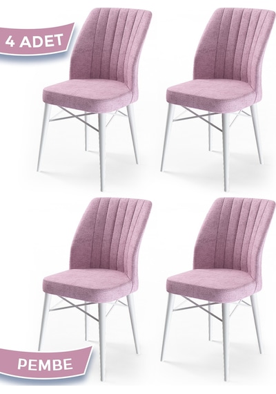 Canisa Concept Canisa Flex Serisi Gürgen Ayaklı 1.sınıf Sandalye , 4 Adet , Pembe , Ayaklar Beyaz Sandalyeler Pembe Ayaklar Beyaz