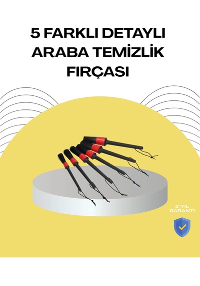 Zenvia 5 Boy Fırçalı Araba Temizlik Seti-derin Temizlik Sağlayan Yumuşak Fırçalar Znv2026