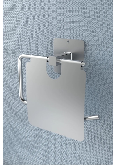 Karteya Yapışkanlı Krom Kapaklı Tuvalet Kağıdı Askısı Wc Kağıtlık Gri