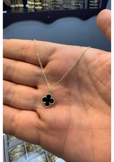 Küçük Boy Yonca Kolye 45 Cm Altın