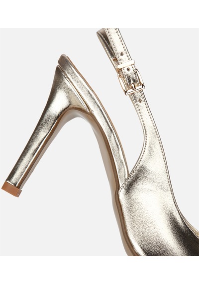 Hotiç Kadın Gold Sivri Burunlu İnce Topuklu Arkası Açık Stiletto Çok Renkli