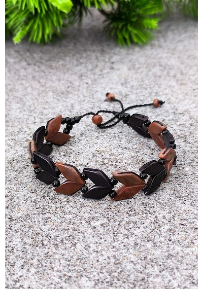 Kuka Bileklik Bileğe Göre Ayarlanabilir Başak Model Unisex Bileklik Bt003 Kahverengi
