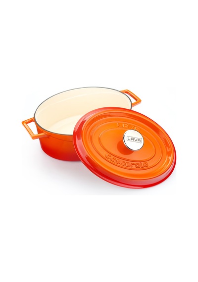 Lava Döküm Oval Tencere. Edition Serisi Ölçü 25x31cm. Turuncu Kırmızı