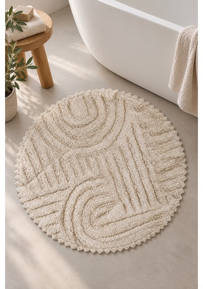 Alanur Bodrum Tufting Cotton Pamuklu El Işi Örgülü 90 X 90 Cm Paspas 113 Ekru