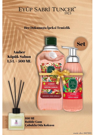 Eyüp Sabri Tuncer 1,5 L + 500 Ml Amber Köpük Sabun Bubble Gum Koku Hediye