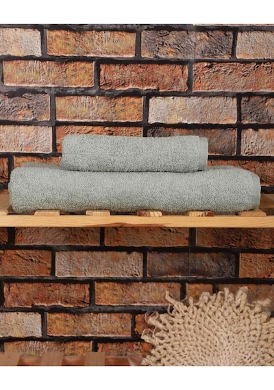 2 Parça %100 Pamuklu Soft Lüx Banyo Havlu Seti Yeşil Çok Renkli